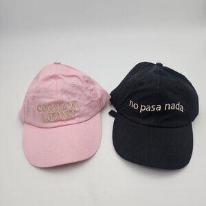 2X JZD no pasa nada & Corazón Latino ballcaps Black Pink adjustable lot of 2